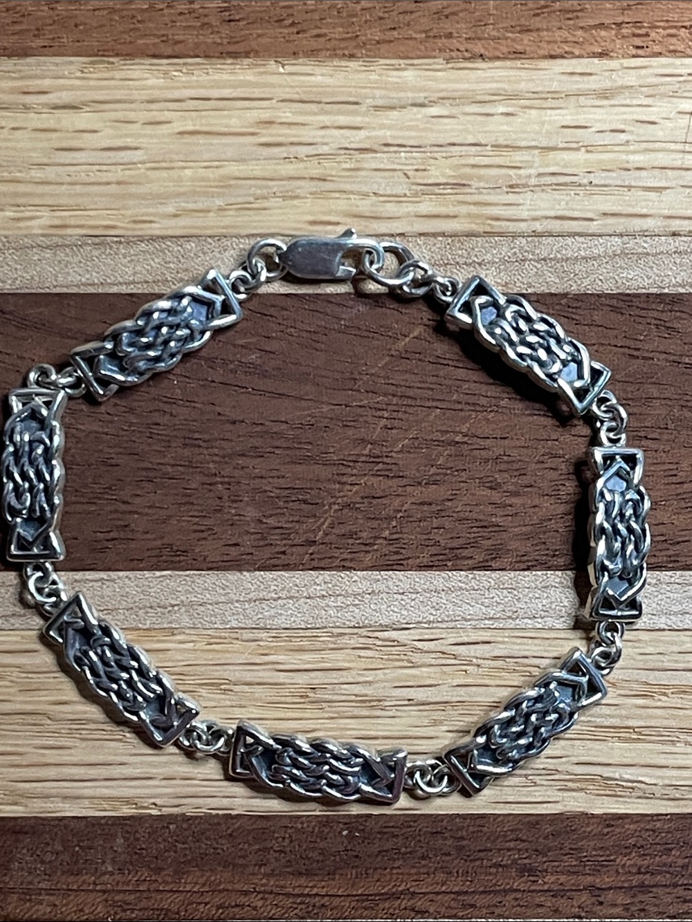 Vintage Celtic Square Knot Bracelet 7.25 Stamped 925 on clasp / back WT 12.23gms